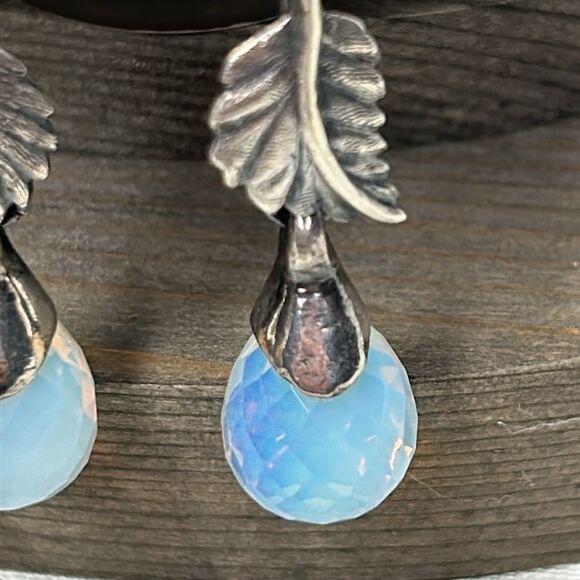 925 leaf drop earrings with moonstone - Picture 2 of 3